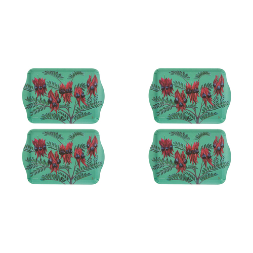 2x 2pc Ashdene Native Flora Sturt's Desert Pea Serving Platter Scatter Tray