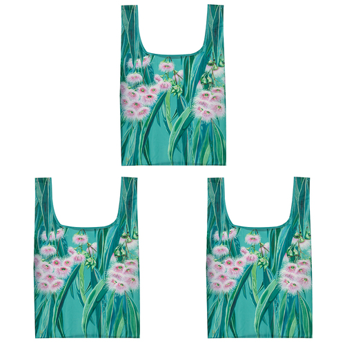 3PK Ashdene Native Flora Flowering Gum RPET Reusable Tote Shopping Bag