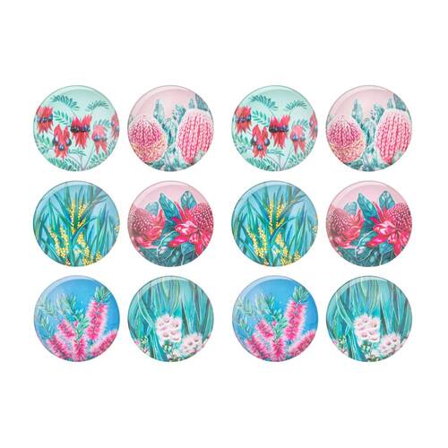 2x 6pc Ashdene Native Flora Round Fridge Magnet Set 5cm Dia