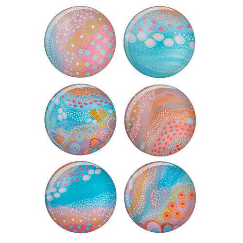 6pc Ashdene Koort Boodja Round Fridge Magnet Set 5cm - Heart Country