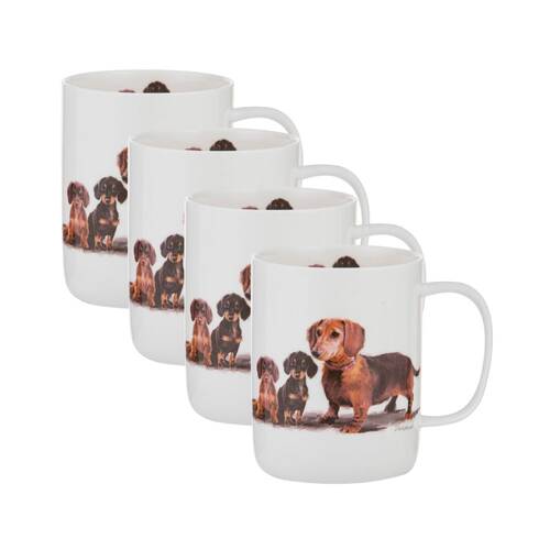 4PK Ashdene Puppy Love Dachshund Drinking Coffee/Tea Mug 11.5x8cm 
