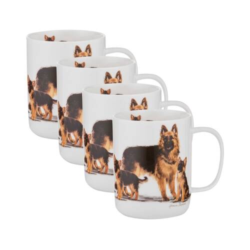 4PK Ashdene Puppy Love German Shepherd Drinking Coffee/Tea Mug 11.5x8cm 