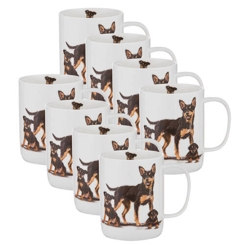 8PK Ashdene Puppy Love Kelpie Mug New Bone China 400ml/11.5cm - White
