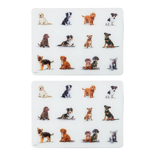 2PK Ashdene Puppy Love Surface Table Placemat Protector 30x40cm - White
