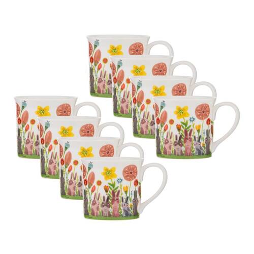 8PK Ashdene Playful Bunnies Beverage Mug Drinkware Assorted
