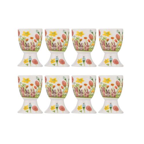 2x 4pc Ashdene Playful Bunnies Egg Cup Holder Serveware Set