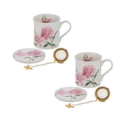 2PK Ashdene Jenny's Garden Tea Cup Pink Peony Gift Set Assorted