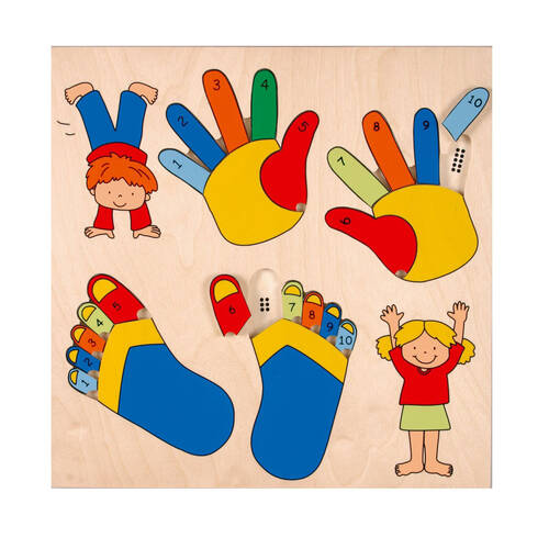 10pc Educo Inlay Board Puzzles Fingers & Toes Educational Toy Kids/Children - 3+