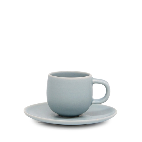Salt &amp; Pepper Hue Espresso Cup &amp; Saucer 85ml/12cm Sky Blue Stoneware