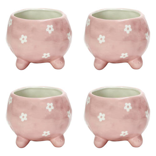 4PK Annabel Trends Ceramic Planter Flower Pot 8.5x10cm - Daisy Pink
