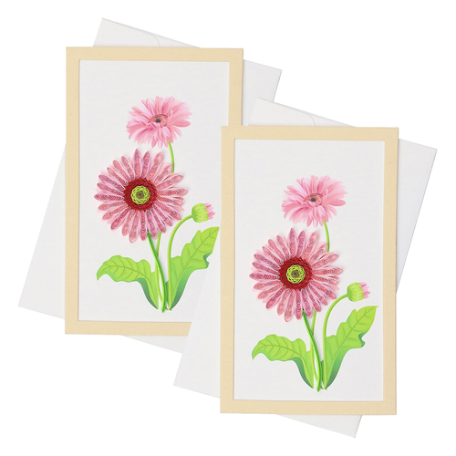 2PK Boyle Quilled 12.5cm Framed Standing Greeting Card - Pink Gerbera