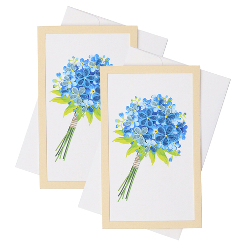 2PK Boyle Quilled 12.5cm Framed Standing Greeting Card - Blue Hydrangea