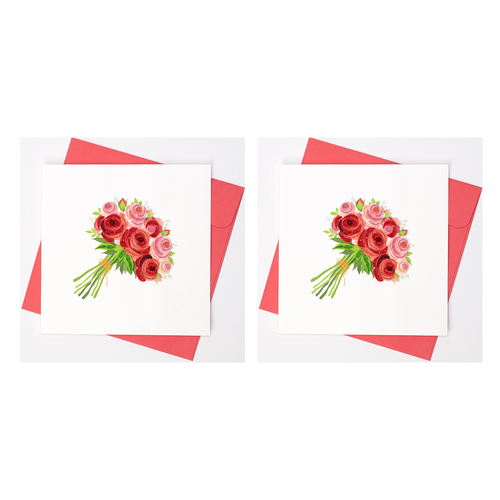 2PK Boyle Handmade Paper 15x15cm Quilled Greeting Card Bouquet of Roses