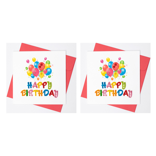 2PK Boyle Handmade Paper 15x15cm Quilled Greeting Card Happy Birthday Balloons