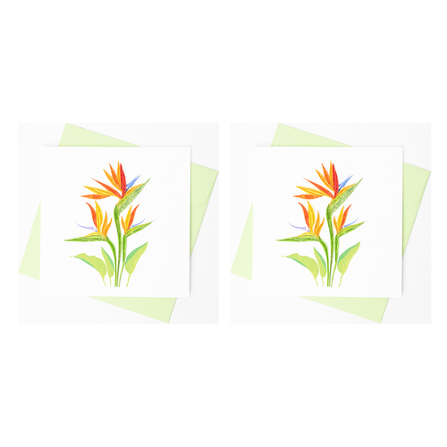 2PK Boyle Handmade Paper 15x15cm Quilled Greeting Card Bird of Paradise Flower