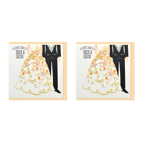 2PK Boyle Handmade Paper 15cm Greeting Card Wedding For The Bride & Groom