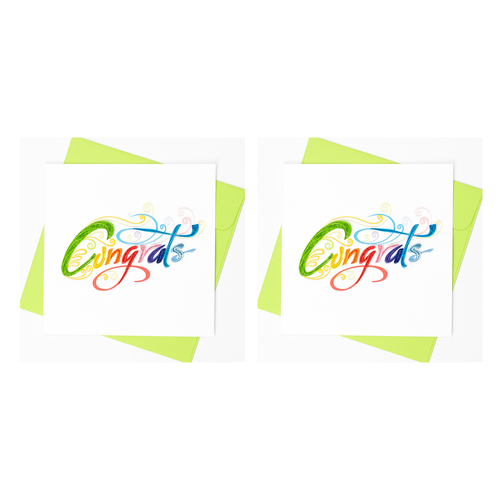2PK Boyle Handmade Paper 15x15cm Quilled Greeting Card Congrats