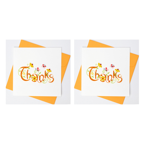 2PK Boyle Handmade Paper 15x15cm Quilled Greeting Card Thanks