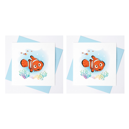 2PK Boyle Handmade Paper 15x15cm Quilled Greeting Card Clown Fish