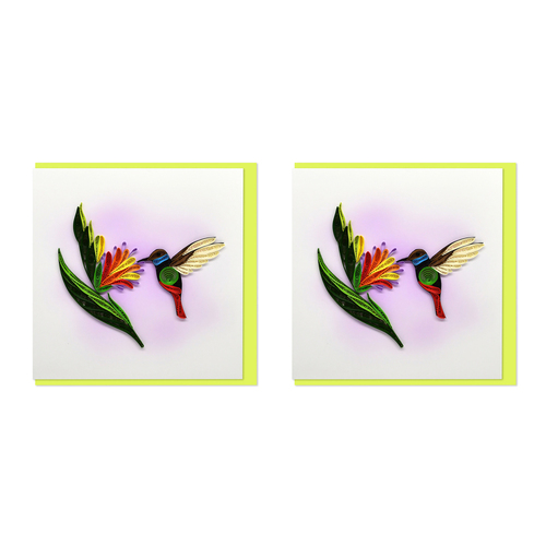 2PK Boyle Handmade Paper 15x15cm Quilled Greeting Card Hummingbird Honeyeater