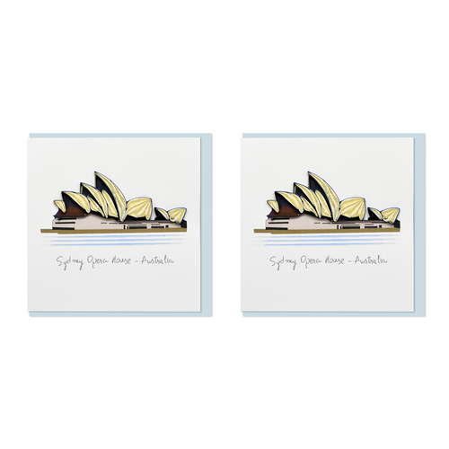2PK Boyle Handmade Paper 15x15cm Quilled Greeting Card Sydney Opera House