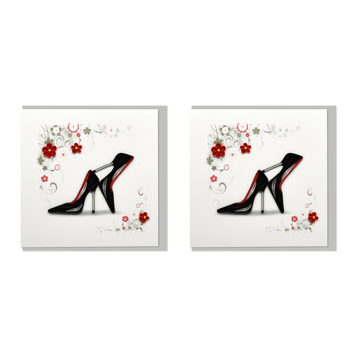 2PK Boyle Handmade Paper 15x15cm Quilled Greeting Card Stilettos