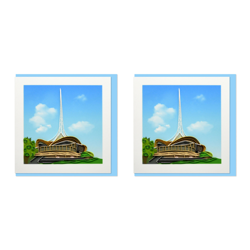 2PK Boyle Handmade Paper 15x15cm Greeting Card Melbourne Arts Centre Spire