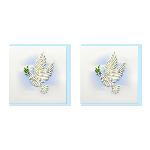 2PK Boyle Handmade Paper 15x15cm Quilled Greeting Card White Dove