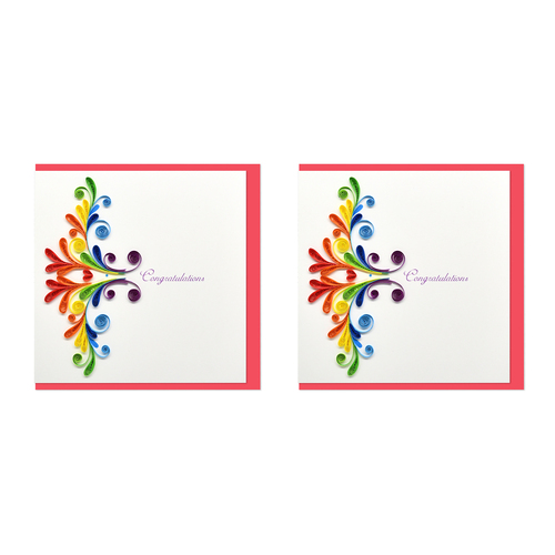 2PK Boyle Handmade Paper 15x15cm Quilled Greeting Card Congratulations