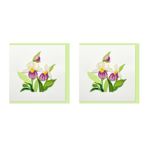 2PK Boyle Handmade Paper 15x15cm Quilled Greeting Card Orchid