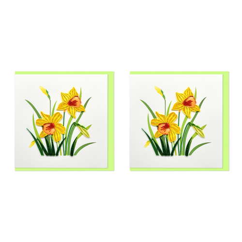 2PK Boyle Handmade Paper 15x15cm Quilled Greeting Card Daffodils