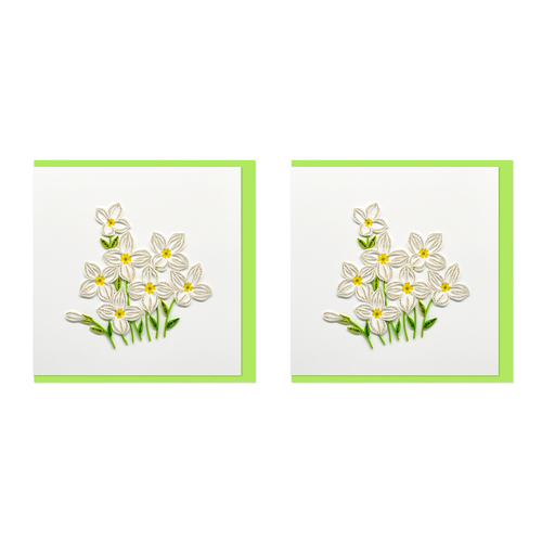 2PK Boyle Handmade Paper 15x15cm Quilled Greeting Card White Flowers