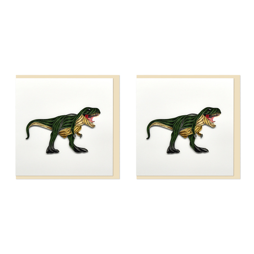2PK Boyle Handmade Paper 15x15cm Quilled Greeting Card Dinosaur T-Rex