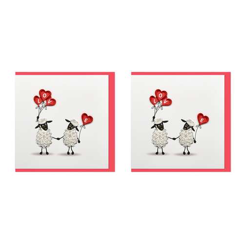 2PK Boyle Handmade Paper 15x15cm Quilled Greeting Card Love - Sheep