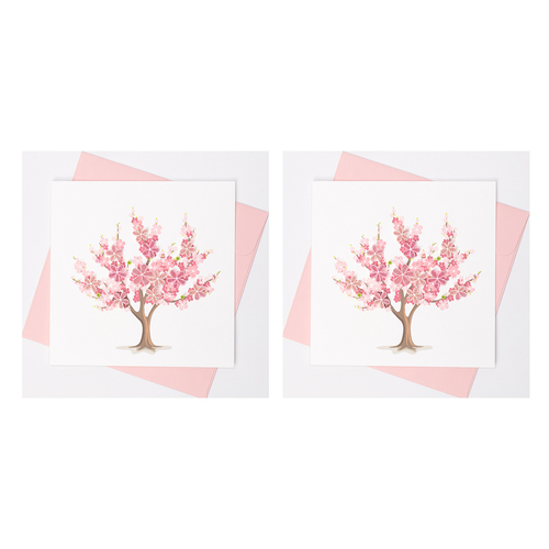 2PK Boyle Handmade Paper 15x15cm Quilled Greeting Card Blossom Tree 