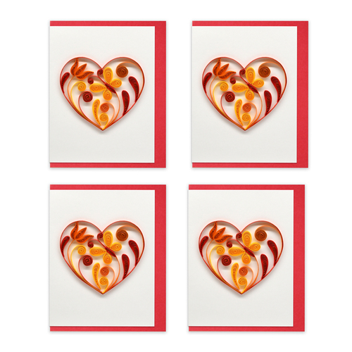 4PK Boyle Handmade Paper Quilled 8.5x6.4cm Mini Greeting Card Heart