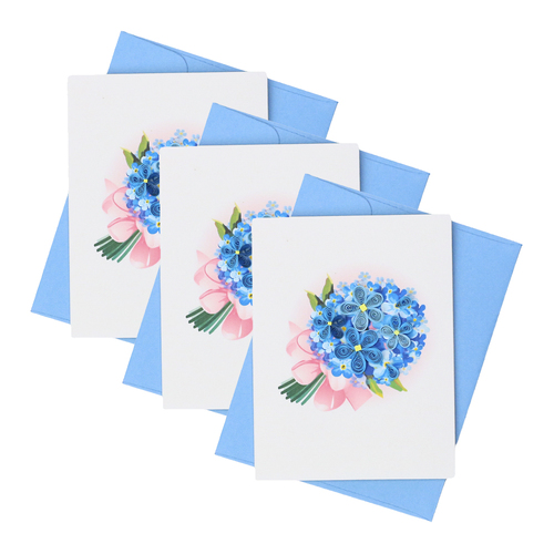3PK Boyle Quilled 8.5cm Greeting Card Hydrangea - Blue