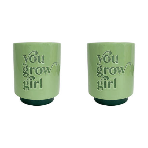 2PK Annabel Trends Ceramic Planter Flower Pot Decor 17cm - Grow Girl