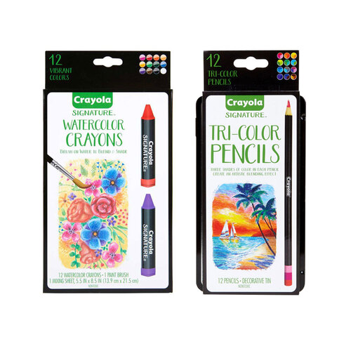12pc Crayola Watercolor Crayons & 12pc Tri-Color Pencils 14+