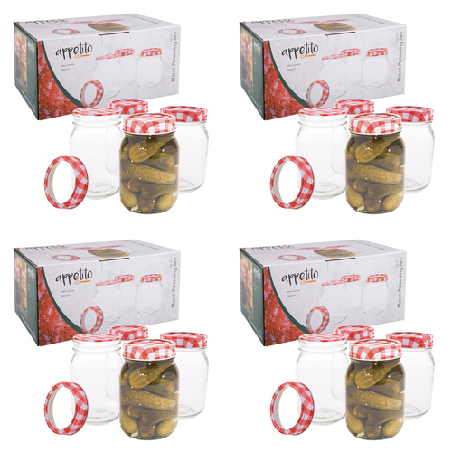 4x 6pc Appetito 500ml Mason Preserving Jars Home/Kitchen Organiser