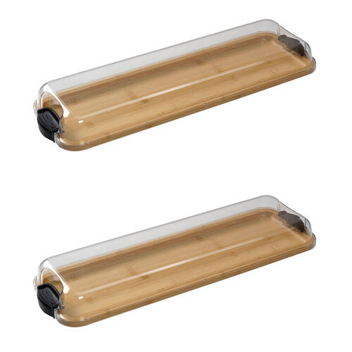 2PK Farberware Build-a-Board Bamboo Snacking Platter, 17.5x56cm Brown/Clear