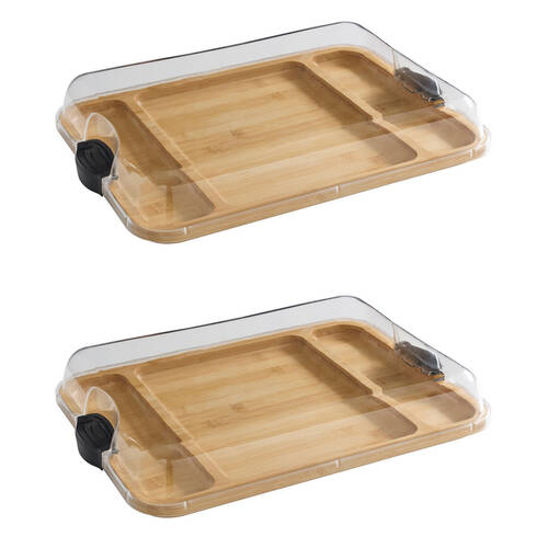 2PK Farberware Build-a-Board Bamboo Rectangular Board, 30.5x40.5cm Brown/Clear
