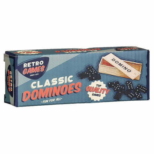 Gibson Gifts Retro Dominoes w/ Wooden Box Kids/Family Board Game Set