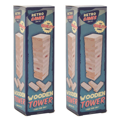 2PK Gibson Gifts Retro Wooden Tower Kids/Family Board Game Set