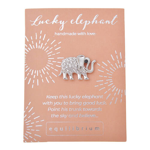 Gibson Gifts Equilibrium Silver Pin/Brooch - Lucky Elephant