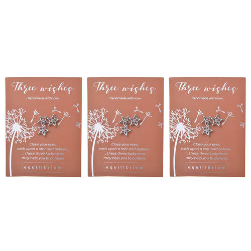 3PK Gibson Gifts Equilibrium Silver Pin/Brooch - 3 Wishes