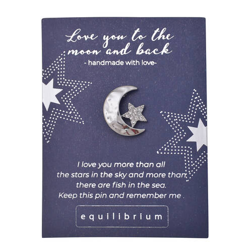 Gibson Gifts Equilibrium Silver Pin/Brooch - Love You Moon & Back