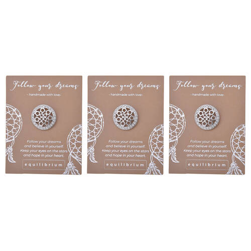 3PK Gibson Gifts Equilibrium Silver Pin/Brooch - Follow Ur Dreams