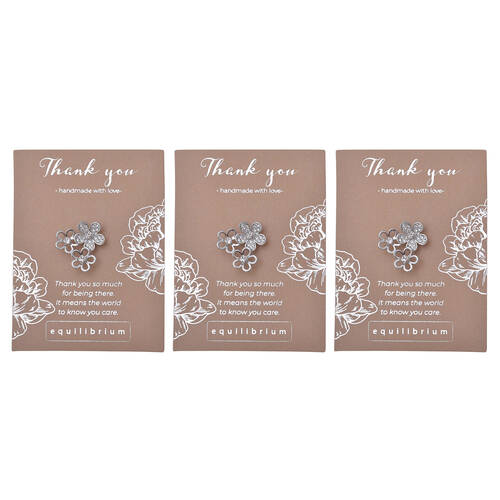 3PK Gibson Gifts Equilibrium Silver Pin/Brooch - Thank You