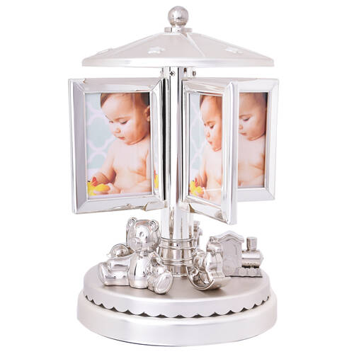 Gibson Gifts Baby Musical Carousel 4-Photo Frames 2.5x3.5'' - Silver